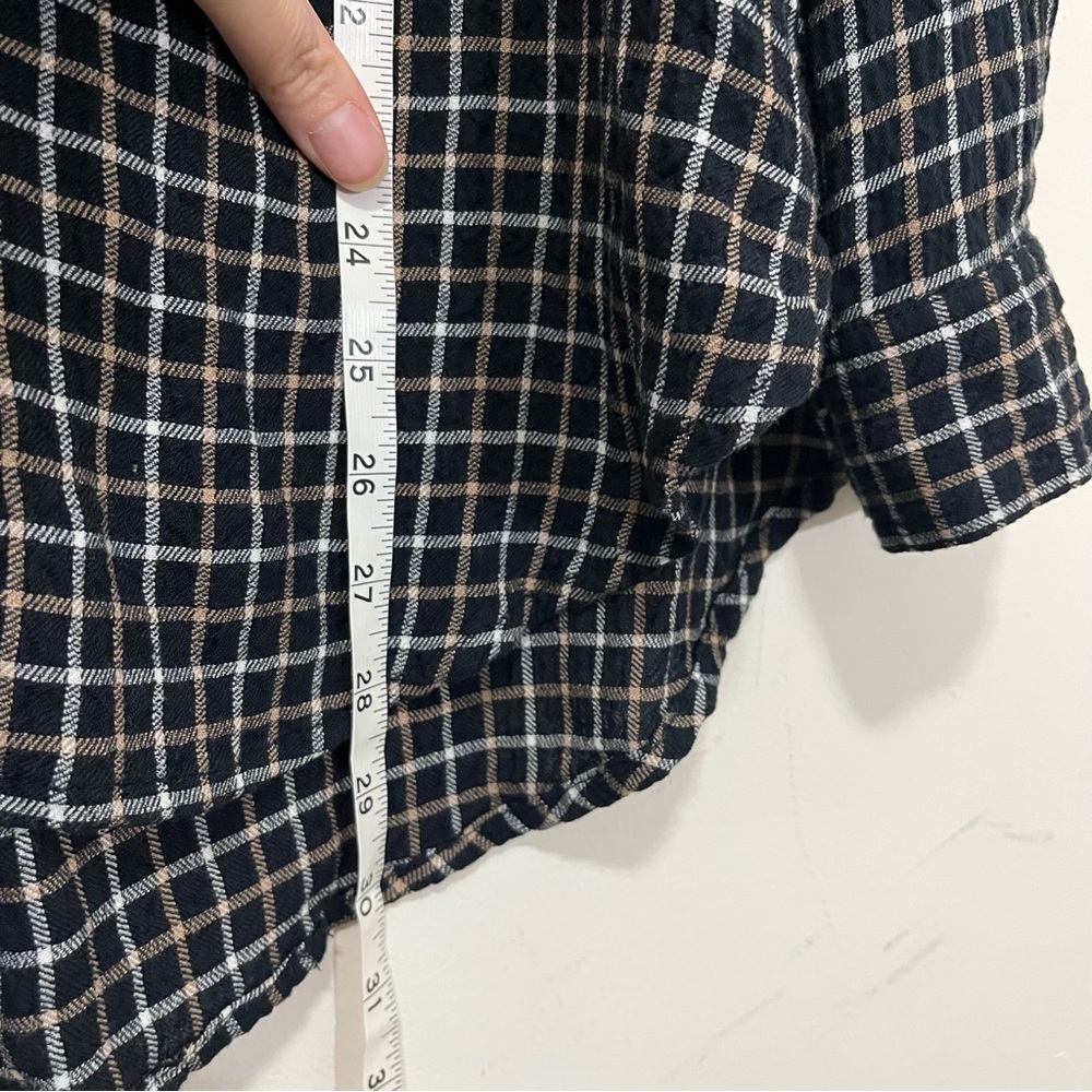 Anthropologie Pilcro Relaxed Plaid Shirt Tunic Button Front Size S Black White - Picture 16 of 16